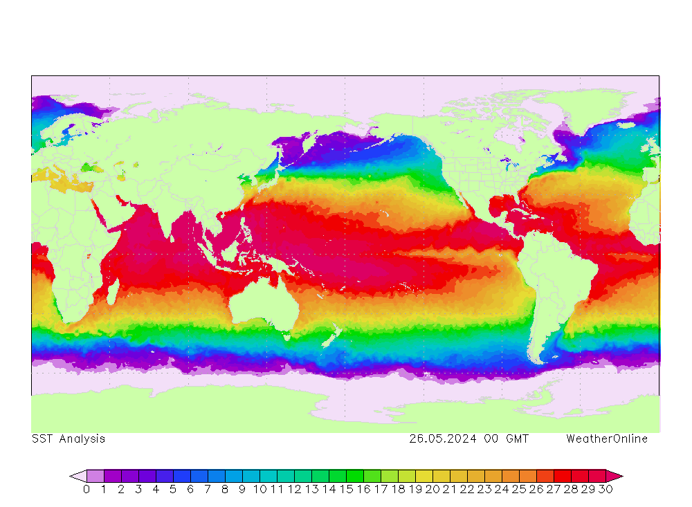 Mondo SST dom 26.05.2024 00 UTC