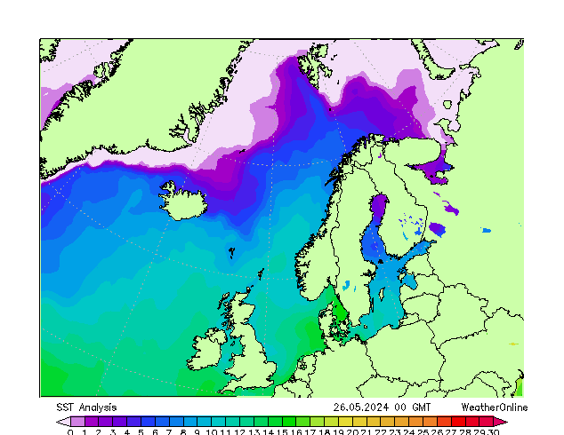 Atlantic North SST Su 26.05.2024 00 UTC