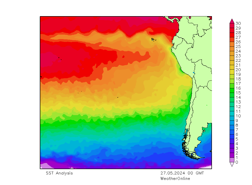 Pacifik SST Po 27.05.2024 00 UTC