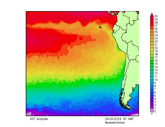 Pacifico SST mer 29.05.2024 00 UTC