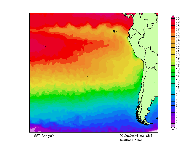 Тихий Океан SST Вс 02.06.2024 00 UTC