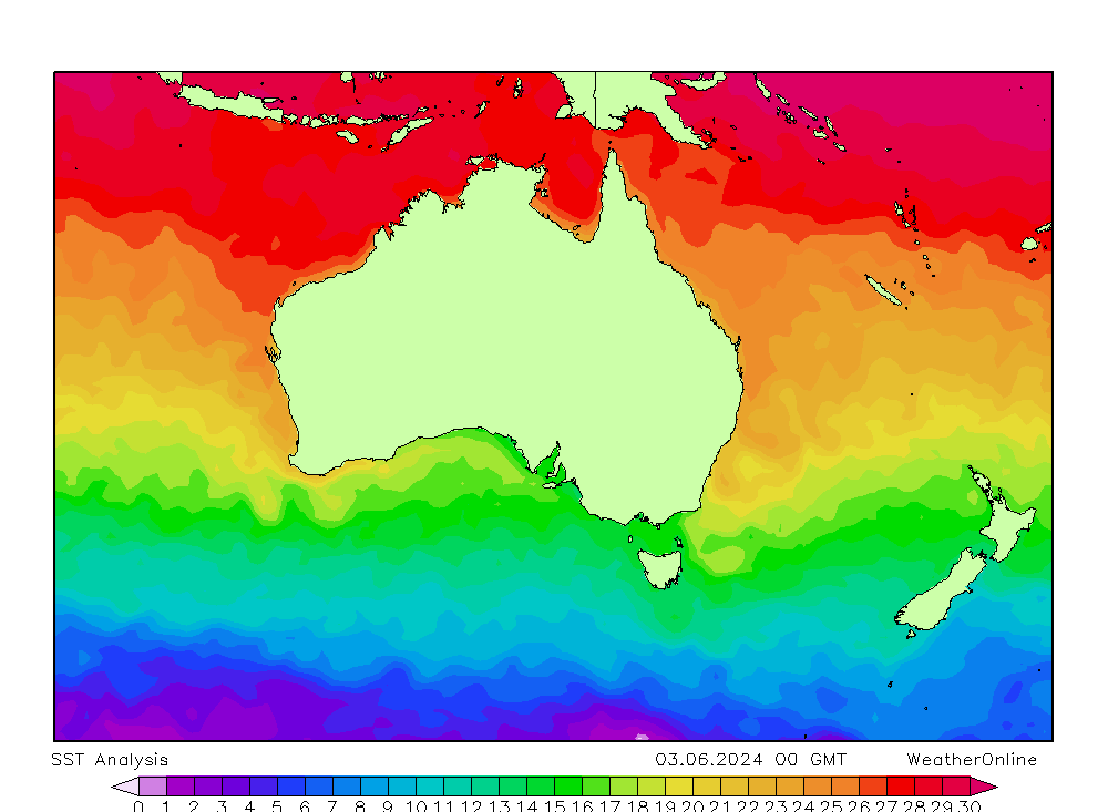 Australia SST Mo 03.06.2024 00 UTC