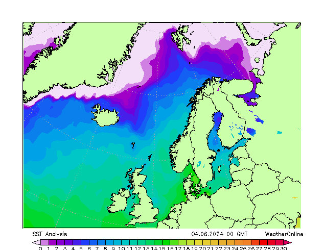 Atlantic North SST Tu 04.06.2024 00 UTC