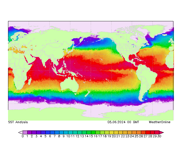 Mondo SST mer 05.06.2024 00 UTC