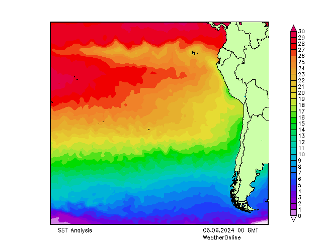 Тихий Океан SST чт 06.06.2024 00 UTC