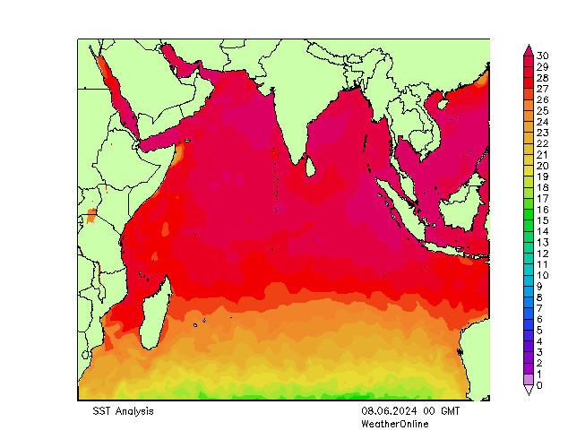 Hint Okyanusu SST Cts 08.06.2024 00 UTC