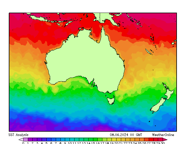 Australie SST sam 08.06.2024 00 UTC