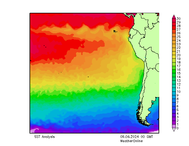 Pacifik SST Ne 09.06.2024 00 UTC