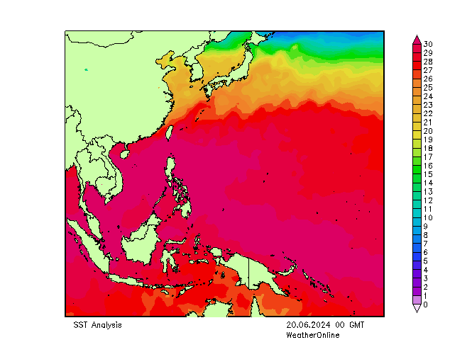 Pacifique SST jeu 20.06.2024 00 UTC