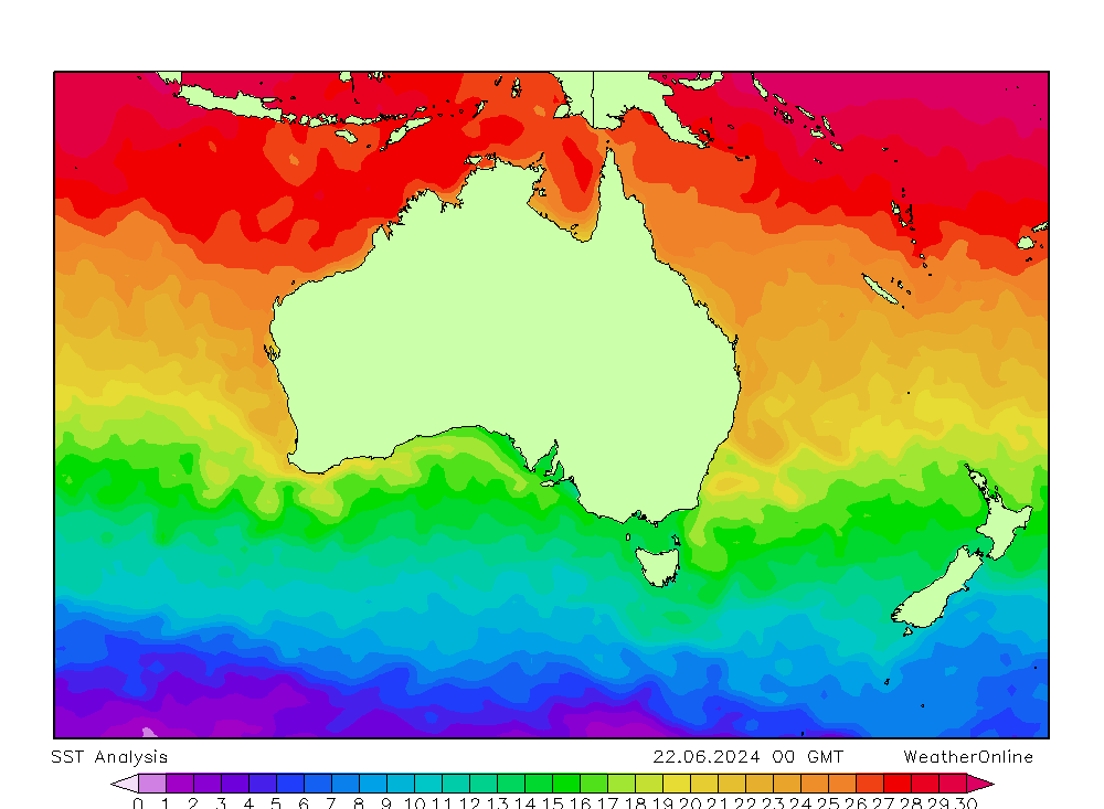 Australia SST Sa 22.06.2024 00 UTC