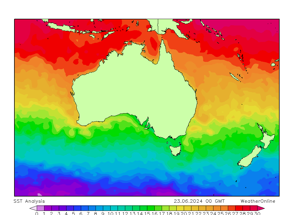 Austrália SST Dom 23.06.2024 00 UTC