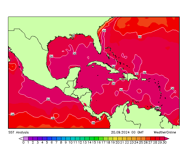 Karayipler SST Cu 20.09.2024 00 UTC