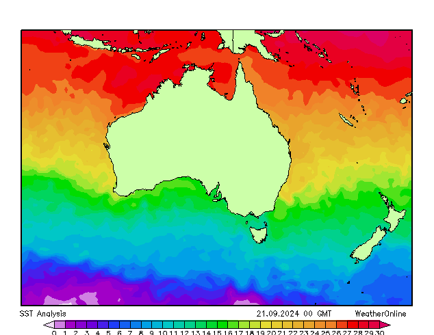 Australia SST sab 21.09.2024 00 UTC