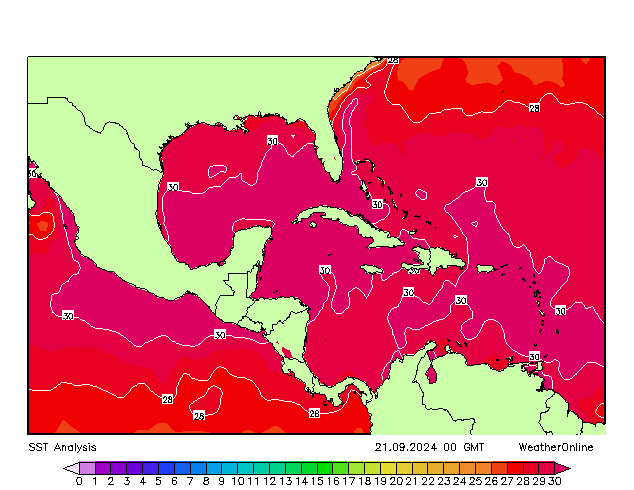 Caraibi SST sab 21.09.2024 00 UTC