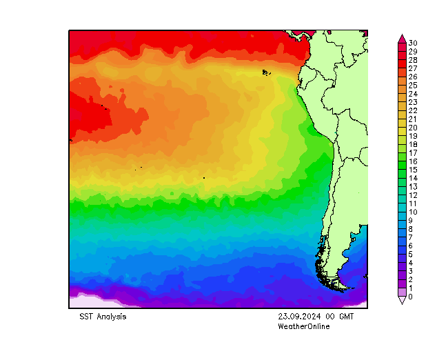 Pacifik SST Po 23.09.2024 00 UTC