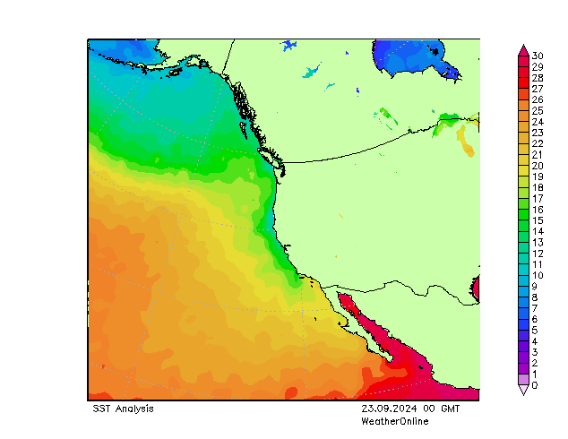 Pacifik SST Po 23.09.2024 00 UTC