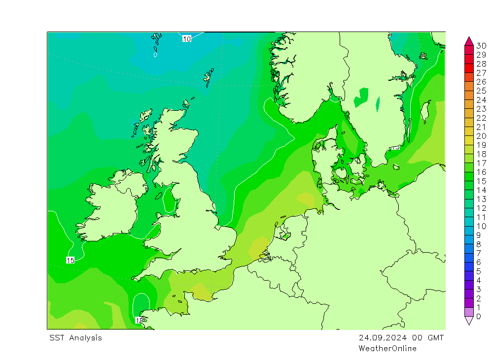 Mare del Nord SST mar 24.09.2024 00 UTC