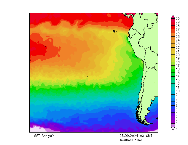 Pacifik SST St 25.09.2024 00 UTC