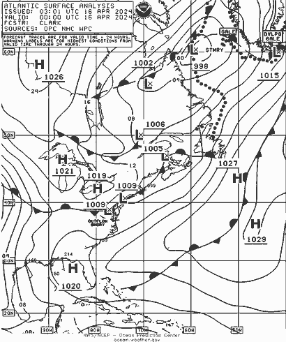 NOAA Fronts  16.04.2024 00 UTC