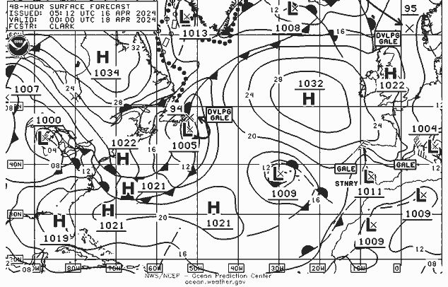 NWS Fronts чт 18.04.2024 00 UTC