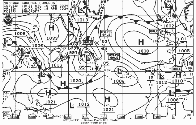 NWS Fronts jeu 18.04.2024 12 UTC