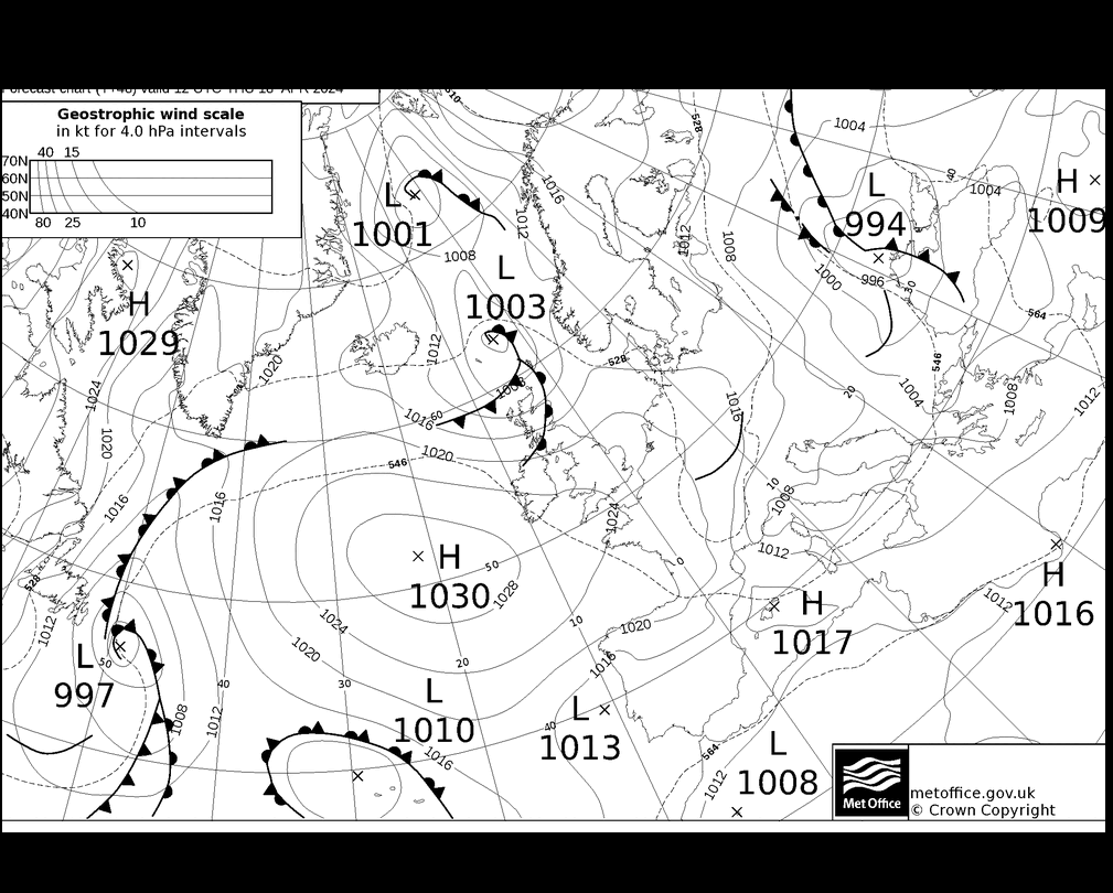 MetOffice UK Fronts  18.04.2024 12 UTC