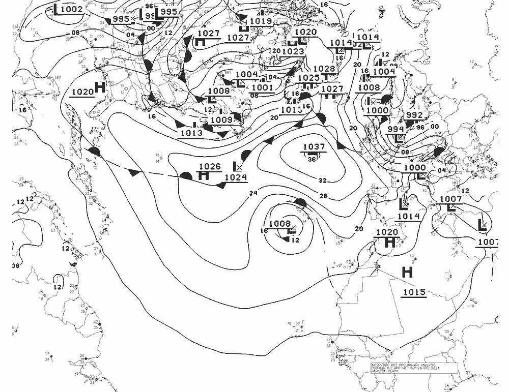 NWS Fronts Út 16.04.2024 06 UTC