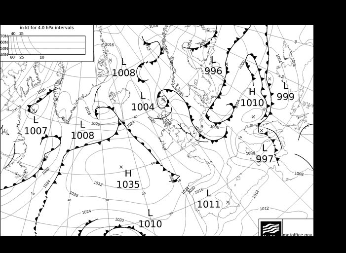 MetOffice UK Fronts Tu 16.04.2024 12 UTC