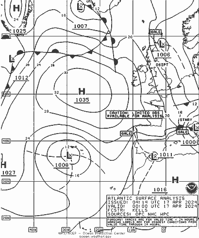 NOAA Fronts Qua 17.04.2024 00 UTC