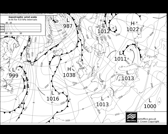 MetOffice UK Fronts пн 22.04.2024 18 UTC