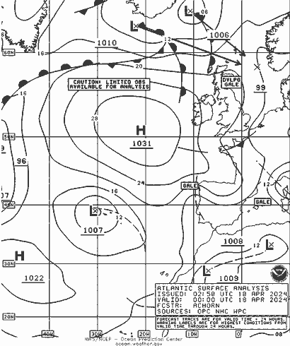 NOAA Fronts czw. 18.04.2024 00 UTC