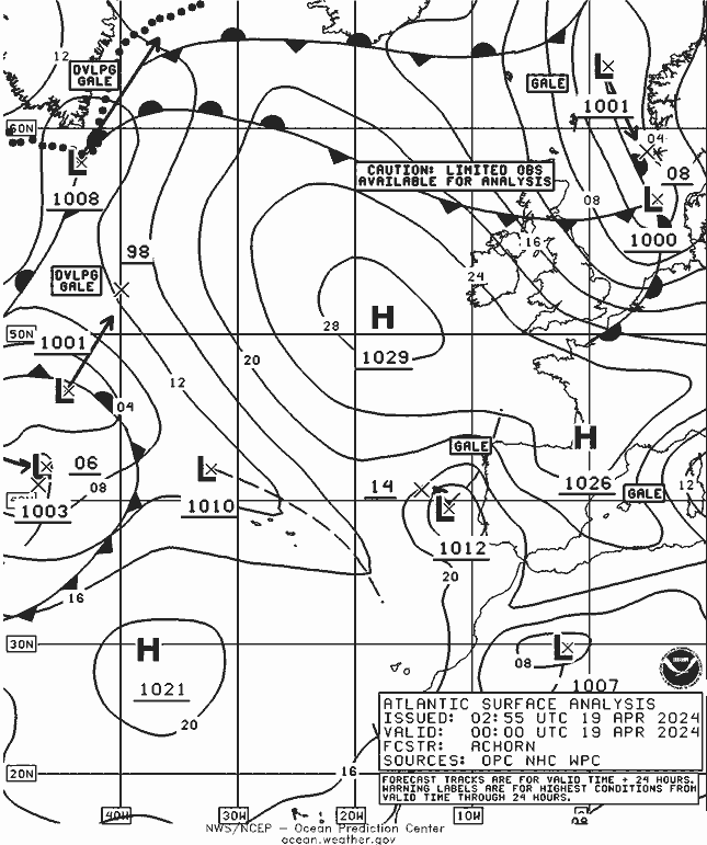 NOAA Fronts  19.04.2024 00 UTC