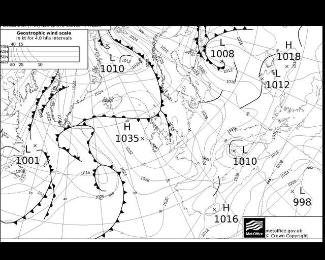 MetOffice UK Fronts Po 22.04.2024 12 UTC