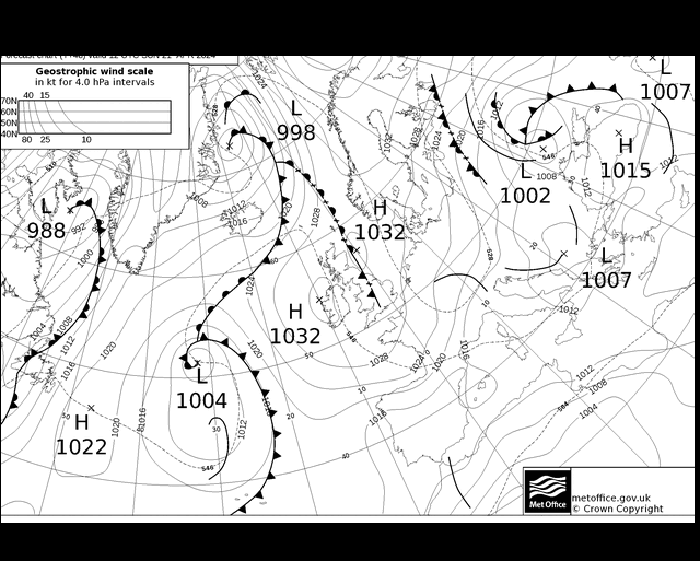 MetOffice UK Fronts Dom 21.04.2024 12 UTC