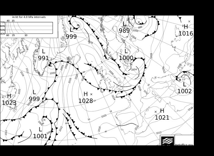 MetOffice UK Fronts Pá 19.04.2024 12 UTC