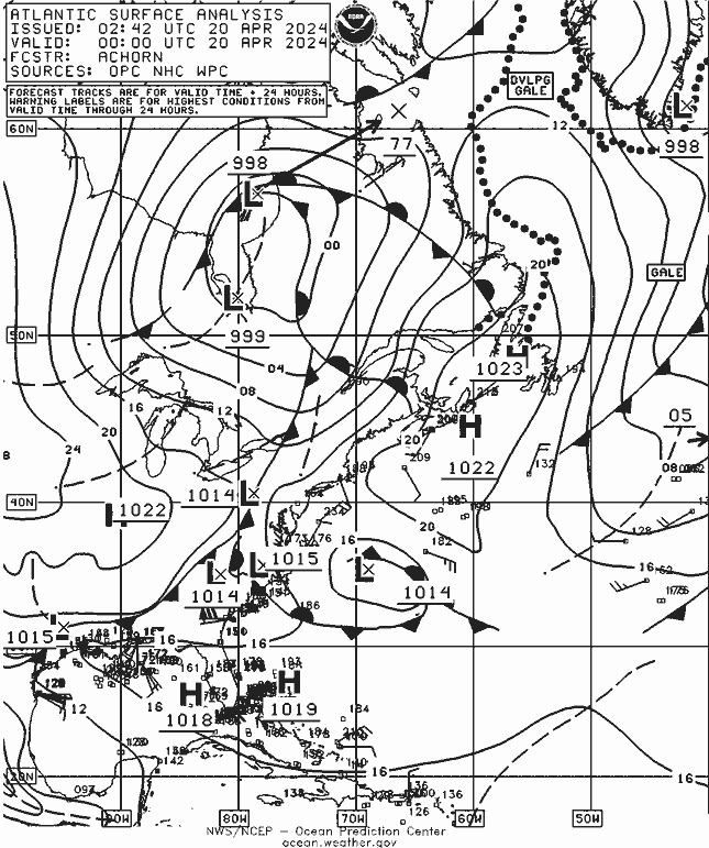 NOAA Fronts Sa 20.04.2024 00 UTC