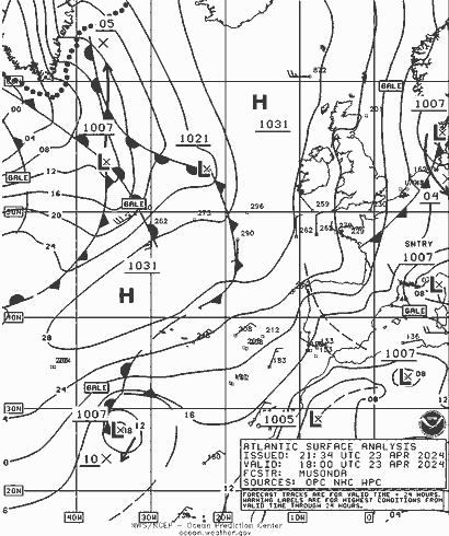 NOAA Fronts Tu 23.04.2024 18 UTC