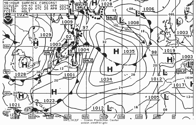 NWS Fronts gio 25.04.2024 00 UTC