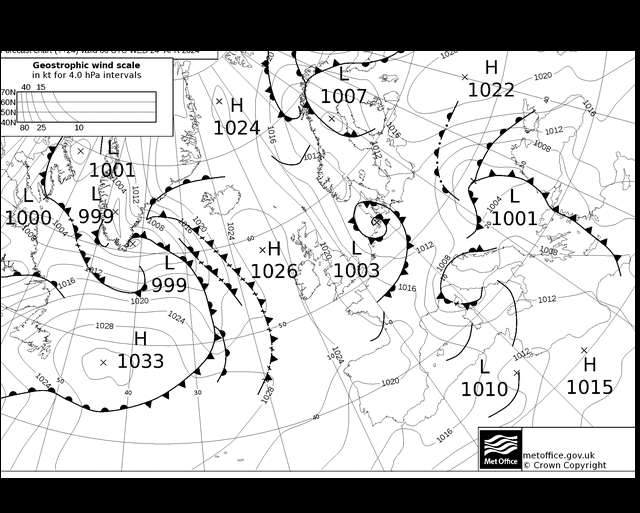 MetOffice UK Fronts mié 24.04.2024 06 UTC