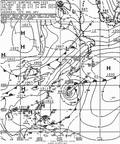 NOAA Fronts Çar 24.04.2024 00 UTC