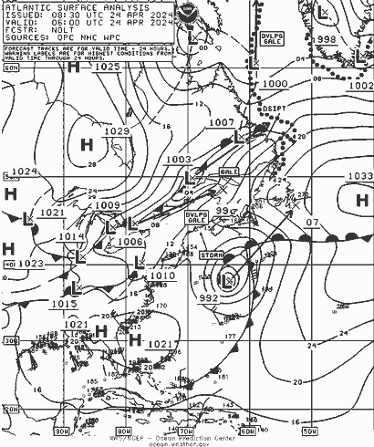 NOAA Fronts We 24.04.2024 06 UTC