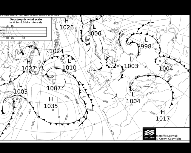 MetOffice UK Fronts jue 25.04.2024 00 UTC