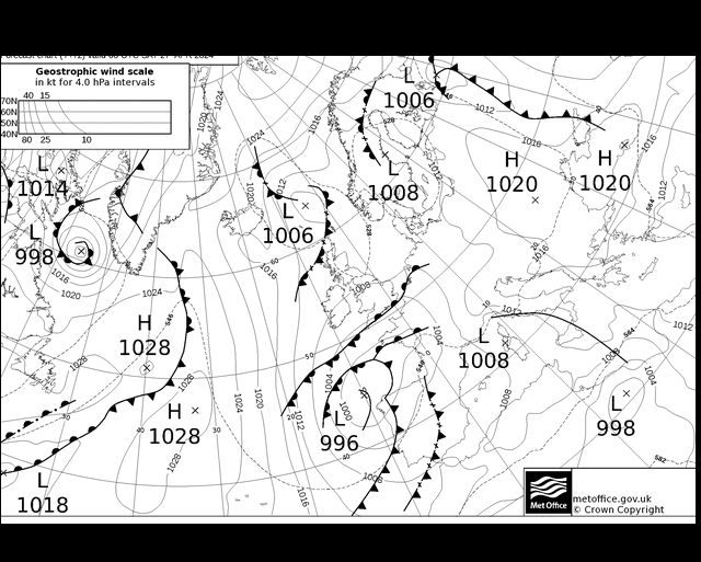 MetOffice UK Fronts Sa 27.04.2024 00 UTC