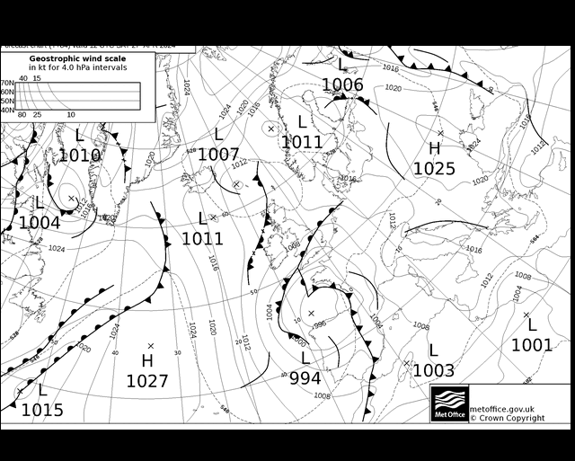 MetOffice UK Fronts Sa 27.04.2024 12 UTC