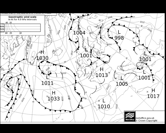 MetOffice UK Fronts gio 25.04.2024 06 UTC