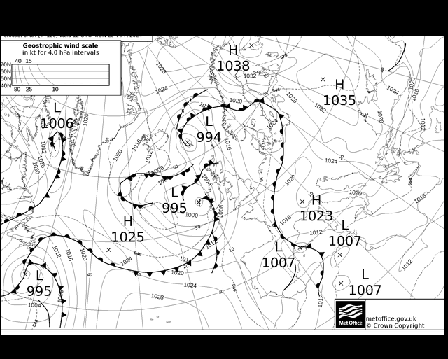 MetOffice UK Fronts pon. 29.04.2024 12 UTC