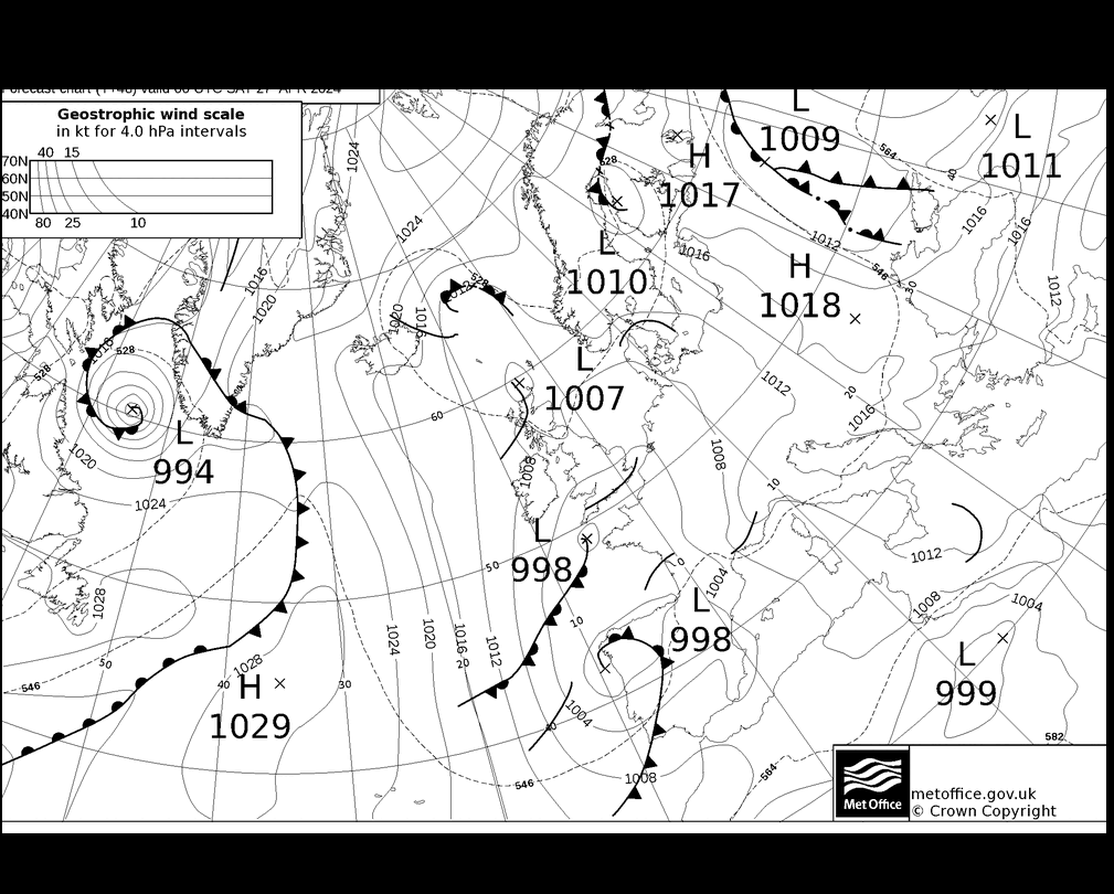 MetOffice UK Fronts Sa 27.04.2024 00 UTC