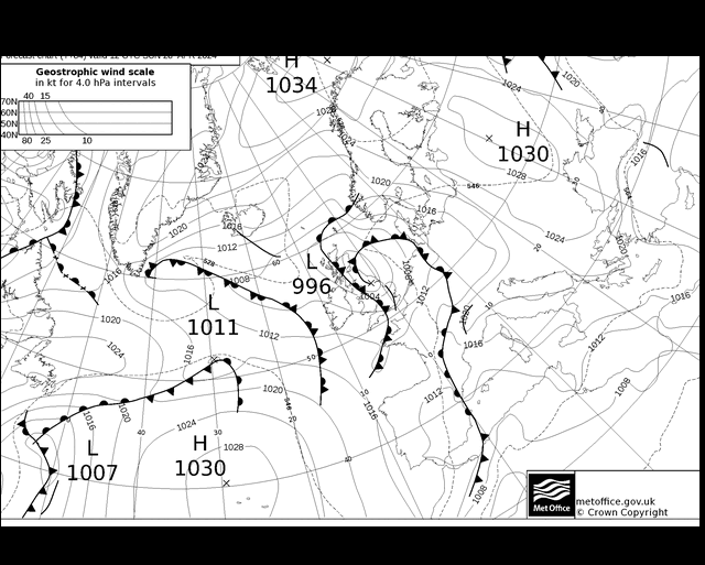 MetOffice UK Fronts nie. 28.04.2024 12 UTC