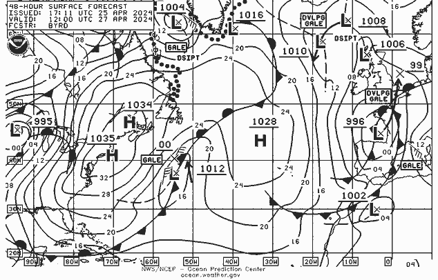 NWS Fronts sáb 27.04.2024 12 UTC