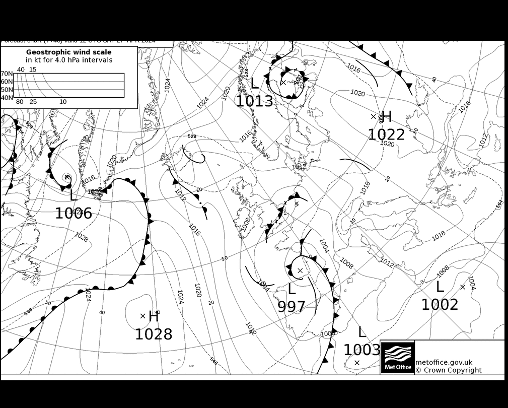 MetOffice UK Fronts sab 27.04.2024 12 UTC